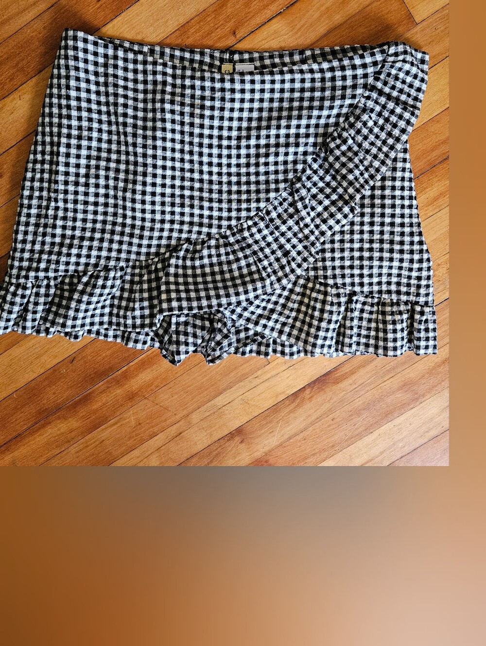 black & white gingham mini skort